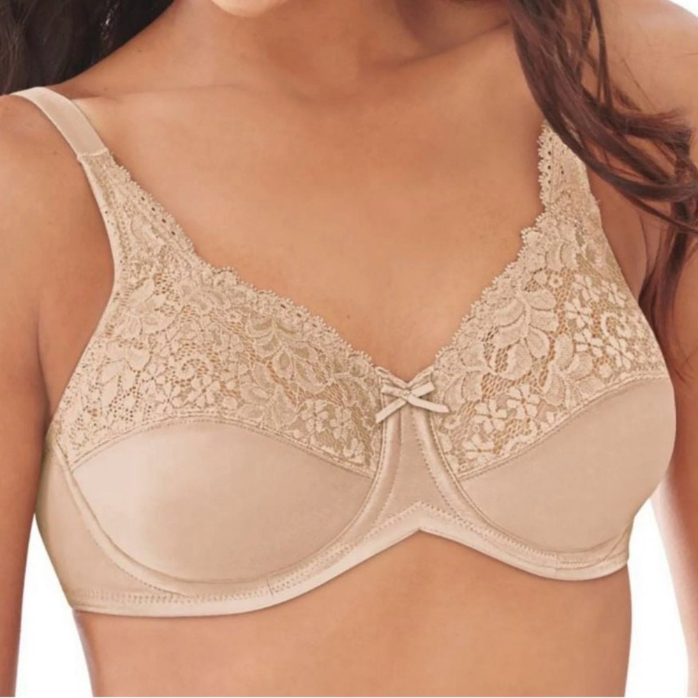 Lilyette Comfort Lace Minimizer Bra (Paris Nude 36DD) MSRP $48